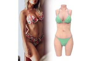 Minaky Faux Seins Silicone 5-Points Bodysuit Silicone Panty Crossdresser Leotard Slips d'homme pour Crossdresser et Cosplay transgenre, (C Cup,Jaune)