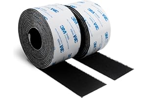 BULINA 3M Cinta Cinta Doble Cara de Gancho y Bucle de 50MM x 6M Extra Fuerte Negra Duradera con Reverso Autoadhesivo Cierre de Tela de Nailon para Manualidades Proyectos de Bricolaje y Reparaciones