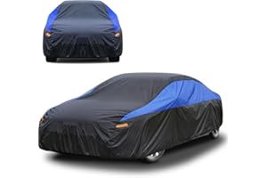 JanYoo Pokrowiec na samochód, na zimę, wodoszczelna, oddychająca, wodoszczelna, pyłoszczelna, ochrona przed śniegiem, ochrona przed słońcem, pełny garaż do limuzyny (450 do 470 cm)
