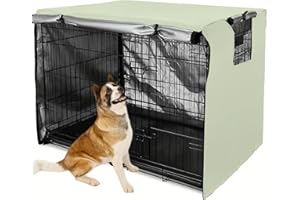 VADO VLTRA Dog Crate Cover, Durable Oxford Cloth Dog Cage Cover, Universal Pet Kennel Cover, with 1 Breathable Mesh Window & 1 Pocket for 24-48 inches Land Dog Crate (Beige, 36 inches)