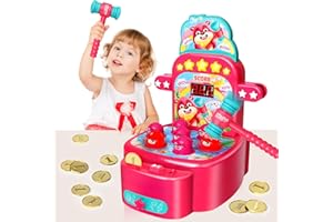 Yerloa Juego Whack Tope, Mini Juego de Arcade Electrónico para Niñas de 3 4 5 6 7 8 Años, Juguete Interactivo Educativo con 2 Martillos, Sonido y Luz Regalo para Niños de 3 a 8 Años