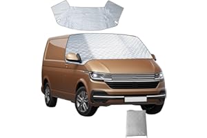 QENETY External Thermal Windscreen Cover for VW T6 2016-2022, Silver Foldable Waterproof Windscreen Wrap Cover, Window Front Screen Frost UV Sun Protection