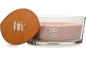 Bougie parfumée WoodWick avec mèche crépitante | Bougie Ellipse Patchouli Crème | Bougies à combustion longue : Jusqu’à 50 heures de combustion | Le cadeau parfait pour les femmes