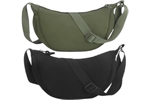 Firtink 2 Pack Crescent Bag for Women Men, Nylon Crescent Bags Dumpling Bag Hobos Crossbody Bags Purse with Adjustable Strap