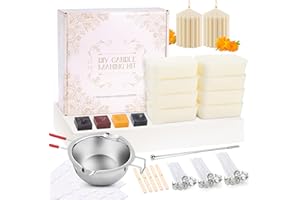Popolic Kit de Fabrication de Bougie,150pcs Mèches de Bougie 9cm 12cm et 15 cm,1kg Cire de Soja,100xSticker Mèches de Bougie,Bougie 2xSupports en métal,Cuillère,Avec instructions