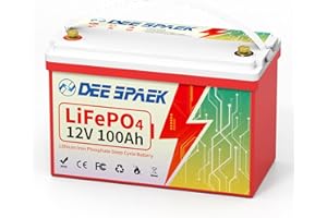 DEESPAEK Batterie au Lithium 12V 100Ah, LifePO4 Batteries à décharge Profonde, pour énergie Solaire, Applications Hors réseau, Marine, Camping-Car, Caravan