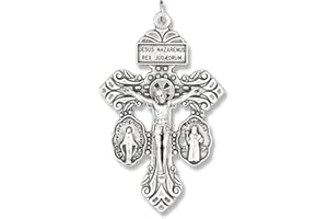 GIFTS CATHOLIC, INC. 3-Way Pardon Indulgence Crucifix with Miraculous & St Benedict Medals 2 1/8"