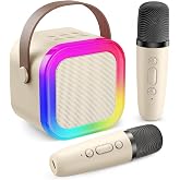 Robeve Blic 2 Mikrofonlu &Ccedil;ocuk Karaoke Hoparl&ouml;r ve Bluetooth Hoparl&ouml;r &ndash; LED Işıklı Mini Karaoke Seti, 6 Farklı Ses Efekti, Uz