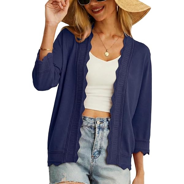 GRECERELLE Zomervest voor dames, lichte zachte ongedwongen gebreide vesten voor dames, tops voor jurkjes, zomeravond, bruiloft, Donkerblauw, XXL