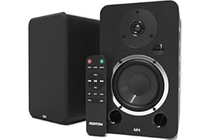 AZATOM Active Bookshelf Speakers 80W | Bluetooth | 4.5” Carbon Fibre driver, Silk Tweeter | 24bit DAC Built-in | Perfect for Music, Gaming, Vinyl Turntable, HiFi, Home Theatre Equinox M4 (Black)