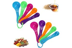 HFDONGL Messlöffel 10 Stück Dosierlöffel Bunt Messlöffel Gramm Messlöffel Set mit Unterschiedlichen Kapazitäten Portionierlöffel für Kochen Backen Flüssigkeits und Pulvermessgeräte
