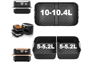 Pietuley 3Pcs Grand Moule Silicone Air Fryer pour Ninja AF500EU COSORI, Accessoire Air Fryer Ninja Foodi Flex 10,4L AF500EU/ COSORI Air Fryer 10L Plat pour Ninja Max AF500EU Accessoire 10.4 L (Noir)