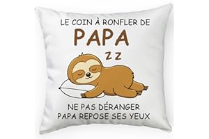 FLYWIND Cadeau Papa Noël, Idée Cadeau Papa Homme Housse de Coussin Décorative 45x45cm Paresseux Drôle Humour pour Anniversaire Fête des Pères Noël