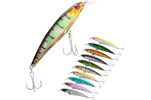 Sougayilang, set di esche da pesca Crankbait top water verosimili dure, ideali per trote, spigole e persici