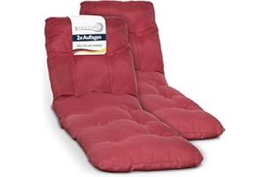 ‎BEAUTISSU Beautissu 2X Auflage Sonnenliege Deckchair Liegenauflage 190x60 cm Flair RL – 8 cm Dickes Polster für Sonnenliege Liegestuhl Auflage für Gartenmöbel Rot