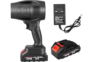 LUQIXCEY Small Cordless Leaf Blower, 38000RPM High-Power Blower, Stepless speed change, 1 * 21V Battery & 1 Fast Charge, Handheld Electric Blower for Home Cleaning Leaf Blowing, Car, Garden (Black)