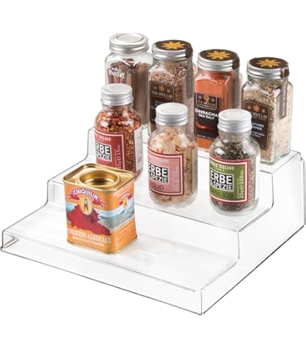 Organizer per portaspezie a 2 livelli a 3 livelli per armadietto, scaffale per spezie antiscivolo per ripiano per spezie impermeabile per ripiano da cucina dispensa