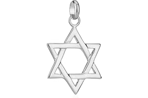 NKlaus Pendentif en argent massif 925 étoile de David hexagramme rhodié Charm chaîne 20x20mm 5065