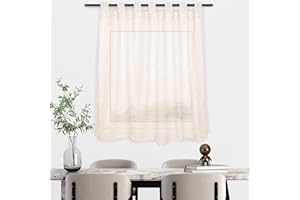 HOMEYA - Cortina Cocina Translúcida 140x140cm - Visillo Transparente Estampado para Ventana, Marco de puerta - 1 Unidad