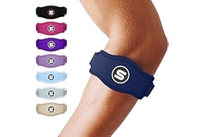 SS SLEEVE STARS Sleeve Stars Tennis Elbow Support Strap, Golfers Elbow Support for Men & Women Epicondylitis Clasp, Counterforce Arm Band for Tendonitis Relief & Support, w/ 3 Straps Length, Fits 9"-23" (Navy Blue)