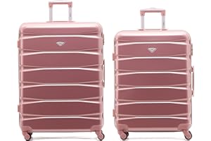Flight Knight ABS 3 Tailles Valise Legere Compatible avec Air France, Hop! easyJet, Ryanair Et Bien d'autres! Bagage a Main Et Bagage en Soute Grande avec 4 Roues Lot De 2 (M+L)