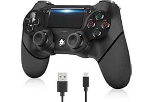 YUYIU Aggiornamento Wireless Controller per Ps4 Remote Plays-tation 4/Slim/Pro/PC, Controllori con Doppio Vibrazione Shock Speaker, Jack per Cuffie Touch Pad Six Axis Motion Control (lucentezza nero)