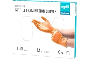 EUROPAPA® 100 Guantes De Nitrilo Desechables, Guantes Desechables, Guantes De Examen, Guantes De Nitrilo, Sin LÁTex, Sin LÁTex, No EstÉRil, Guantes De Nitrilo (M, Naranja)