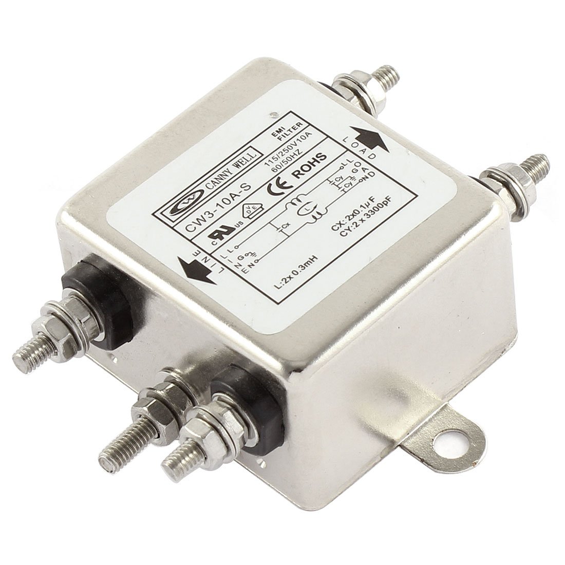 Aexit AC (Piezoelectric crystal, frequency component) 115/250V 10A CW3-10A-S Noise Suppressor Power (47ry361qf469) EMI Filter