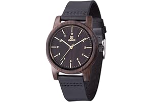 MUJUZE Holzuhr Herren/Damen Uhr aus Holz Armbanduhr und Leder Armband Japanisches Quarzwerk Klassik Holzuhren männer Uhren Damenuhr Geschenk