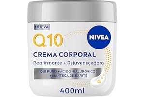 NIVEA Q10 Crema Reafirmante + Rejuvenecedora para Zonas Específicas (400 ml), crema corporal con Ácido Hialurónico y Manteca de Karité, hidratante 72h para brazos, glúteos, abdomen y rodillas