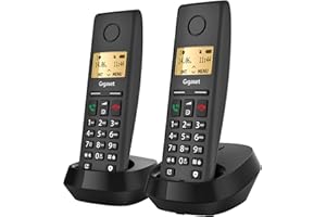 Gigaset Pure 220 Duo - 2 Schnurlose DECT-Telefone - mit Call-Block-Taste und Freisprechfunktion - Hörgerätekompatibel - Adressbuch, anthrazit schwarz [Kompatibel in DE, IT, FR, NL, BE, Che, AUT]