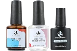 Nail Dehydrator und Nail Primer Set MAGIC ARMOR Professional Nail Quick Air Drying Primer für Gelnägel Dehydrator für Nägel for Reinigt die Nagelfettschicht Nail polish verstärkt die Haftung