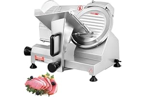 VEVOR Cortadora Eléctrica Comercial 200 W Cortadora Jamonera Hoja 203 mm 350-400 rpm Cortadora de Embutidos en Acero Inoxidable y Aluminio para Cortar Carne Queso Verduras Fruta