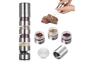 BJBJJIU 5 in 1 Set da Viaggio per Spezie, Barattoli Spezies, Contenitori Spezies, Porta Spezie Barattoli in Acciaio Inox Portatili per Cucina Barbecue, Accessori da Campeggio, Gadget da Viaggio