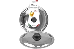 IPEA Couvercle pour Poêle ou Casserole en Acier Inoxydable – 18/20 / 22/24 / 26/28 cm – Couvercle Rond Universel avec Pommeau pour Poêles de Cuisine et Casseroles – Lavable au Lave-Vaisselle