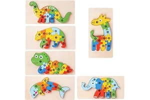 GICO Puzzle in legno per bambini con simpatici animali Set di 6 puzzle in legno per bambini con numeri, puzzle educativo per ragazzi e ragazze 3916