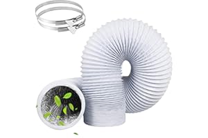 HTTYHT Tumble Dryer Vent Hose 4Inch 10FT(3m) Long Flexible Aluminum Air Ducting 100mm PVC White 4Layer Dryer Ducting Pipe with 2 Stainless Hose Clips(91-114mm) for HVAC Ventilation, Extractor Fan System