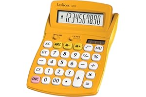 Lexibook - FRUITIES® Tischrechner mit neigbarem Display, 10-stellig, Grund- und erweiterte Funktionen, Große Tasten, Solar- und Batteriebetrieb, Gelb, C210D