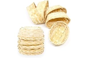 Lashuma Kleines Flechtkörbchen 10er Korbset, Leere Osterkörbe 16x11 cm, Geflochtener Präsentkorb Oval, Korb Höhe 4 cm