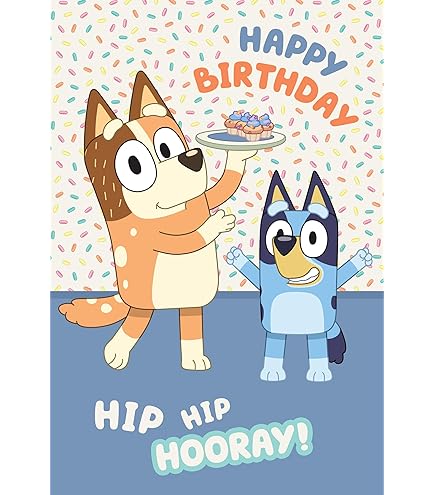 Bluey verjaardagskaart, verjaardagskaart voor kind, gelukkige verjaardagskaart voor kind, blauwige kaart, vriendenkaart