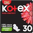 Kotex Maxi Protect Thick Pads, Super Size Sanitary Pads with Wings, 30 Sanitary Pads
