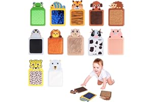 NOAYA 12Pcs Sensory Mats for Kids - Educational Animals Sensory Pads for Kid Toddler Baby, Autism Sensory Tiles Wall Panel Disorder Toys Fidget Toys for Tactile Play/Anxiety Relief, Educational Gift