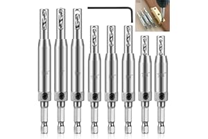 Brocas Centrales, Funxim Juego de Brocas de Bisagra HSS Alta Dureza y Robusto Bisagras Autocentradas para Muebles, Carpintería