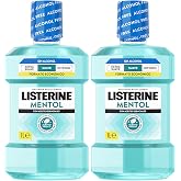 Listerine Menthol Alcohol-Free Mouthwash Soft Mint, Pack of 2 x 1 L | Alcohol Free Mouthwash For Long Lasting Fresh Breath, C