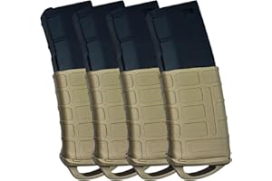 Sibo - Fondina in Gomma (Pack da 4) per Caricatore Softair AR/M4/M16 (STANAG/PMAG) – Silicone Antiscivolo, Estrazione Rapida, compatibili Mid/Hi/Low/Real‑cap - Accessorio Softair - Grip Tattico (Tan)