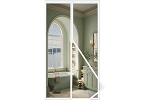 MAGICDOOR Magnetic Screen Door of Fibreglass, 160x200cm Central Opening Fly Nets for and Windows, Fine Mesh with Powerful Magnets Door Curtain, Mosquito Mesh for Bedroom Balcony-White