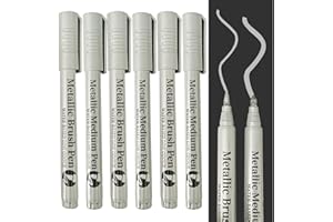 TOPCZY 6 Stück Glanzlackmarker Kalligrafie-Silber-Edding Silber Metallic Wasserfest/Glanzlackmarker Kalligraphie/Acryl Farben zum Malen auf Leinwand, Malpapier und Holz - Acrylstifte für Steine