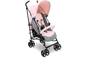 My Babiie MB02 Stroller - from Birth to 4 Years (22kg), Lightweight & Compact Umbrella Fold, Travel Buggy for Toddlers - Pink & Grey