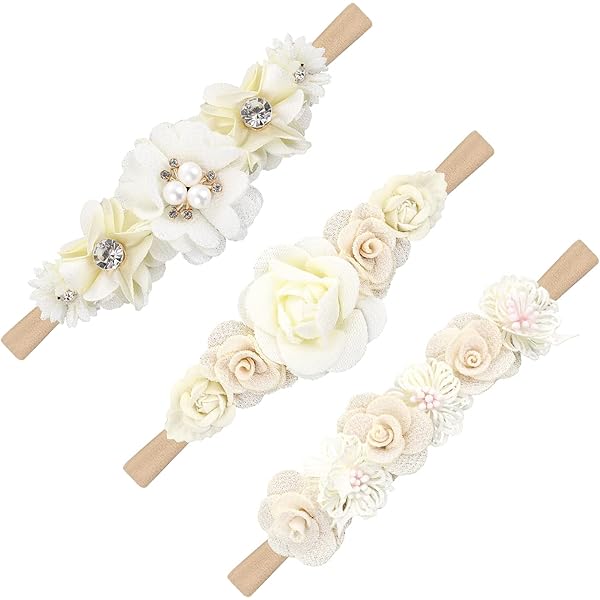 Bandeau Bébé Fille - 6 Pièces - Serré Tête Fleur, Accessoires Pour Cheveux, Baptême, Adaptés Aux Enfants Et Petites Filles
