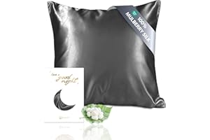 townssilk Dwustronna poszewka na poduszkę, 100% jedwabiu 19 mm, z ukrytym zamkiem błyskawicznym, ciemnoszara, 40 x 40 cm